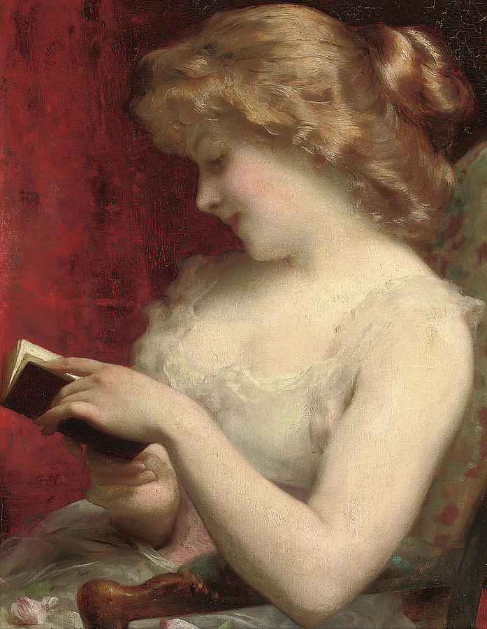 Book Painting - A Good Read by Etienne Adolphe Piot