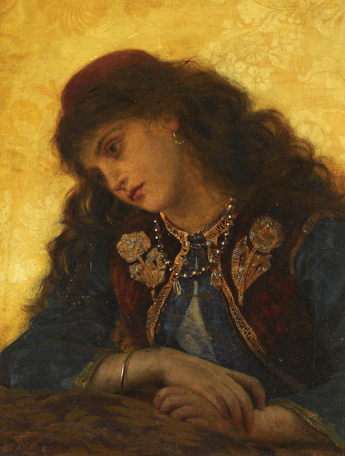 Sophie Anderson Painting - A Greek Girl by Sophie Anderson