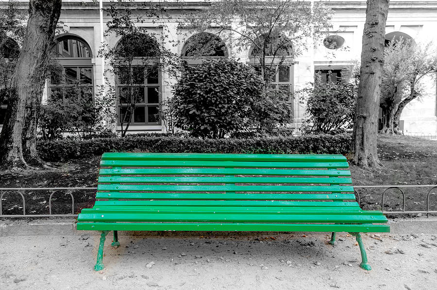 A Green Bench in Madrid Photograph by W Chris Fooshee