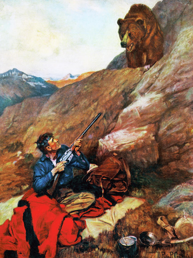 A Grizzly Surprise Painting by Philip R Goodwin