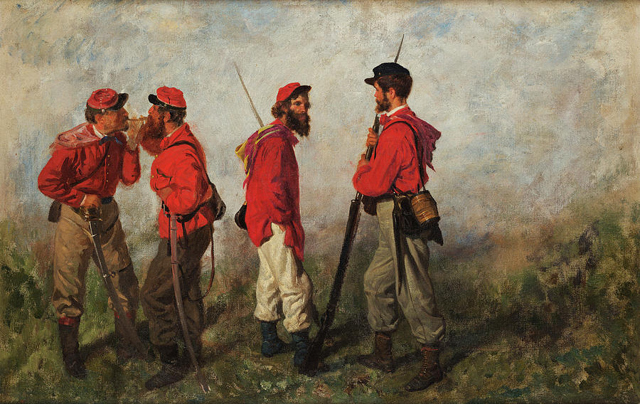 Garibaldi Painting - A group of Garibaldians by Filippo Palizzi