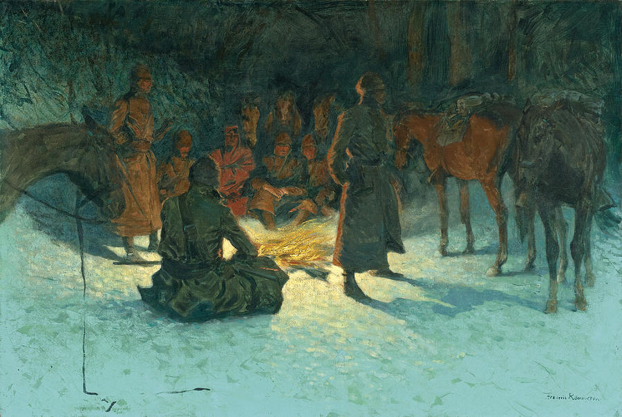 A Halt in the Wilderness Painting by Frederic Remington