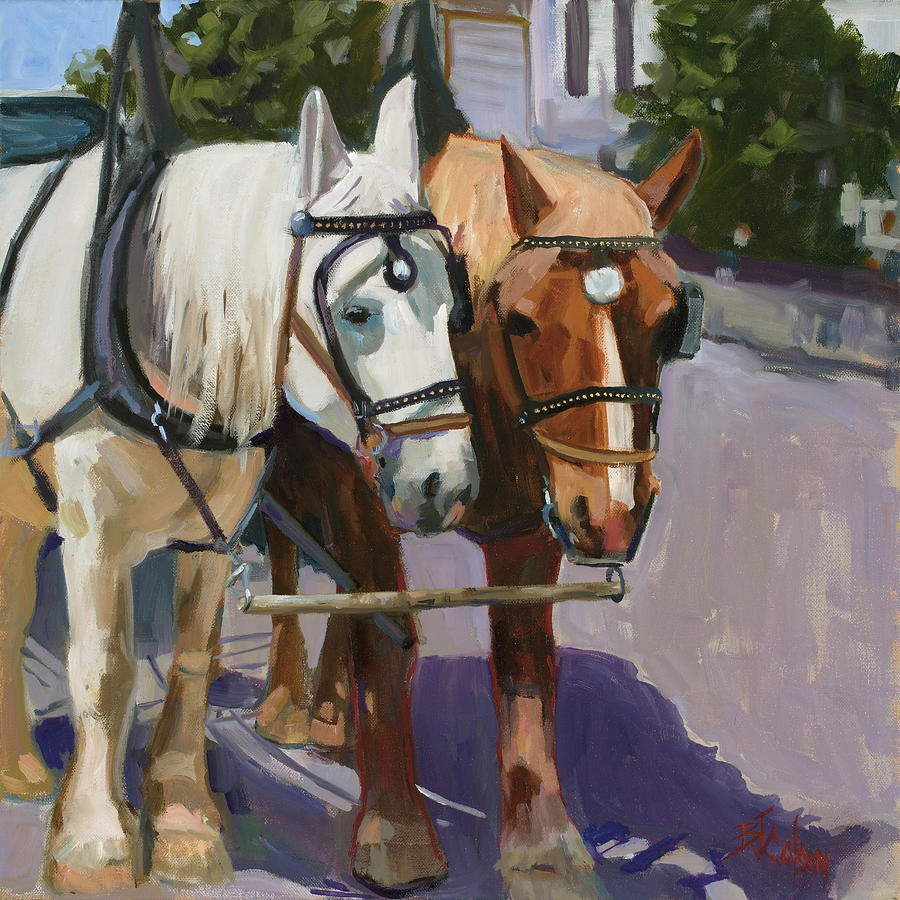 Horse Painting - A Hard Days Work by Billie Colson