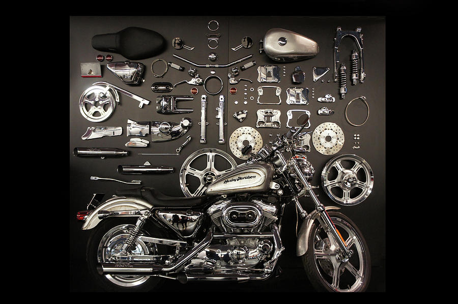 A Harley-davidson Motorcycle And Parts Photograph by Art Spectrum