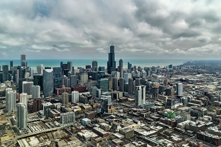 A helicopter perspective of Chicago Photograph by Sven Brogren