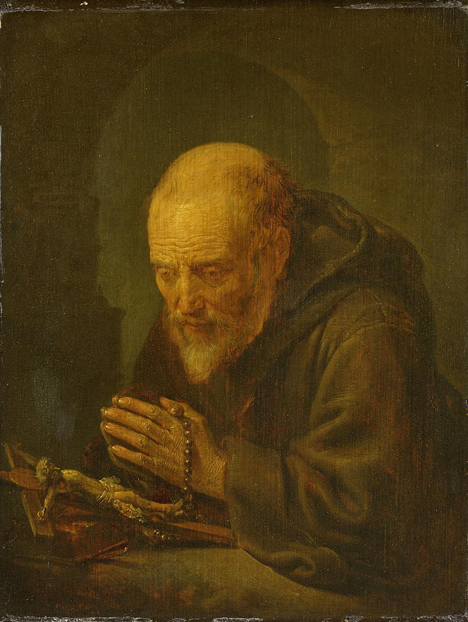 Famous Paintings Painting - A Hermit in Prayer by Gerrit Dou