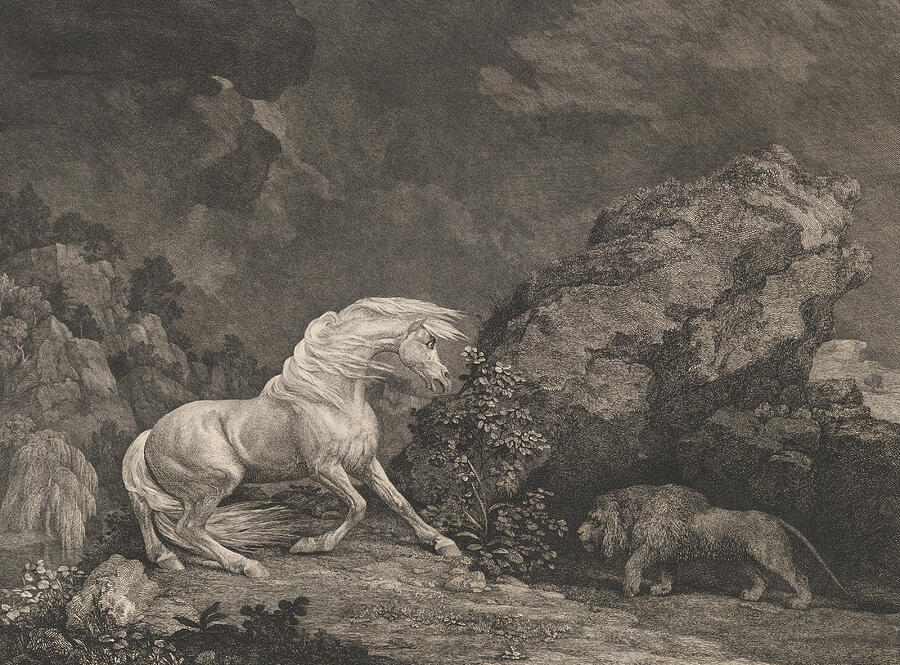 A Horse Affrighted by a Lion, from 1777 Relief by George Stubbs