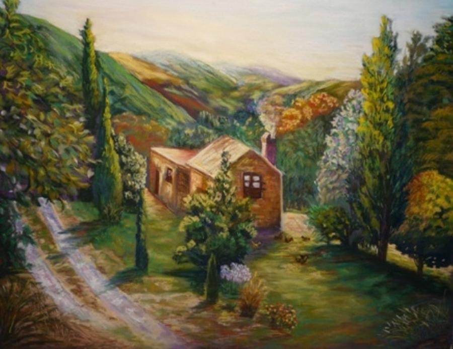 A house in the valley Painting by Marieve Ortiz