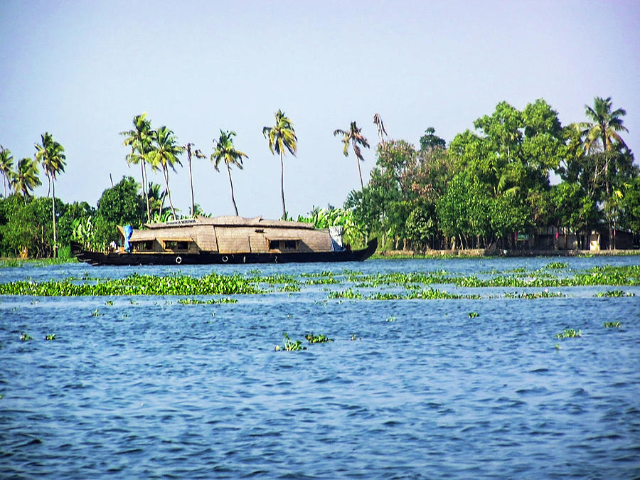 A houseboat on its quiet sojourn through the backwaters of Allep Photograph by Ashish Agarwal