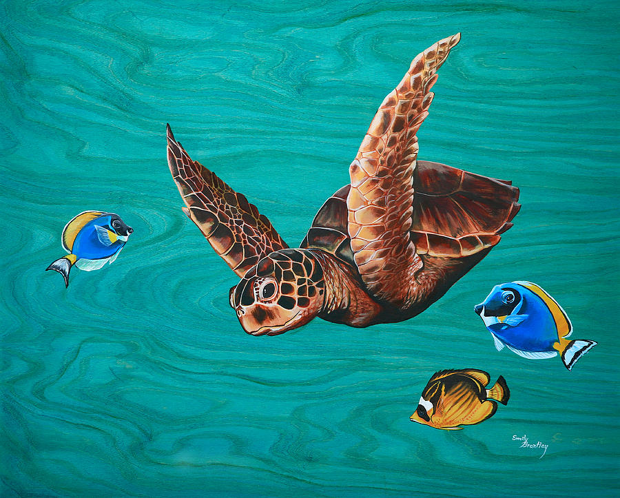 Finding Nemo Painting - A Hui Hou - Sea Turtle by Emily Brantley