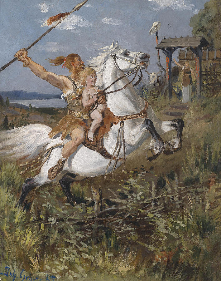 A Hun Riding Painting by Johannes Gehrts