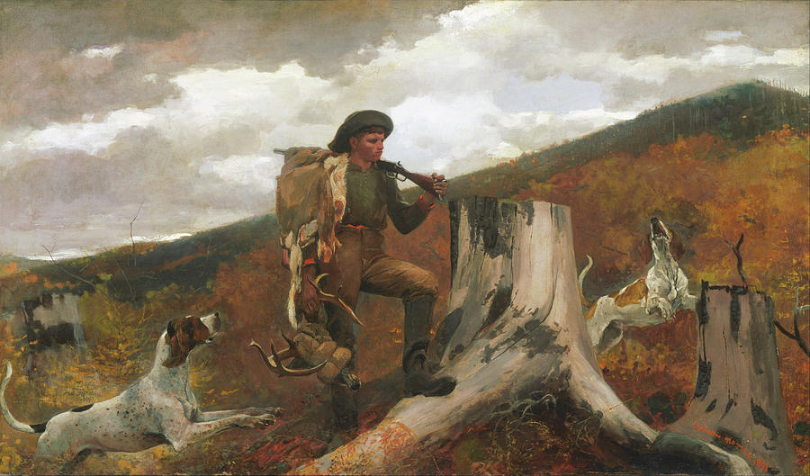 A Huntsman and Dogs - 1891 Painting by Eric Glaser