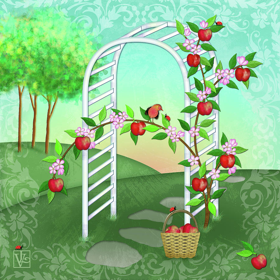 Apple Digital Art - A is for Arbor and Apples by Valerie Drake Lesiak