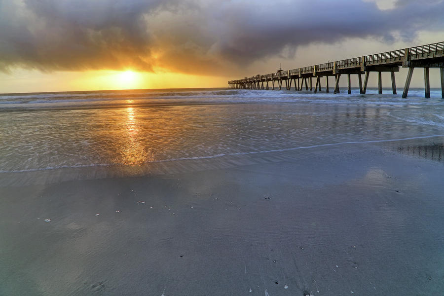 A Jacksonville Beach Sunrise - Florida - Ocean - Pier  Photograph by Jason Politte