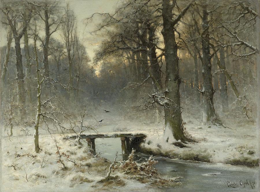 Louis Apol Painting - A January Evening in the Woods of The Hague by Celestial Images