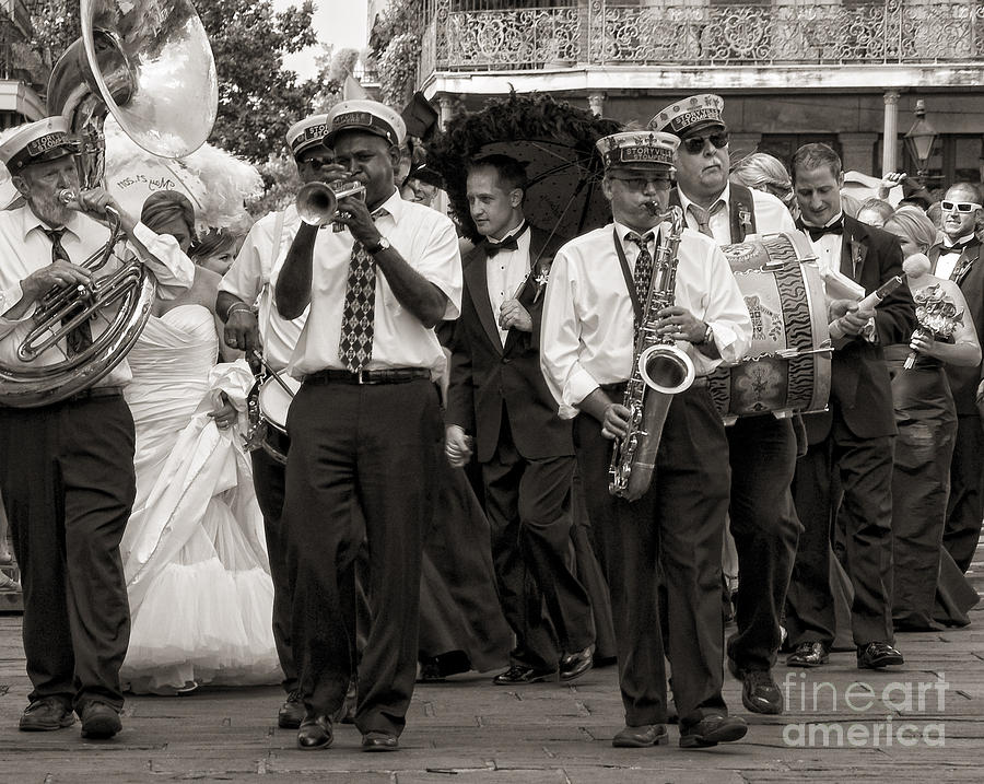 Black And White Photograph - A Jazz Wedding in New Orleans by Kathleen K Parker