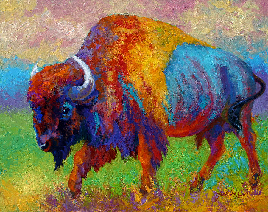 Wildlife Painting - A Journey Still Unknown - Bison by Marion Rose