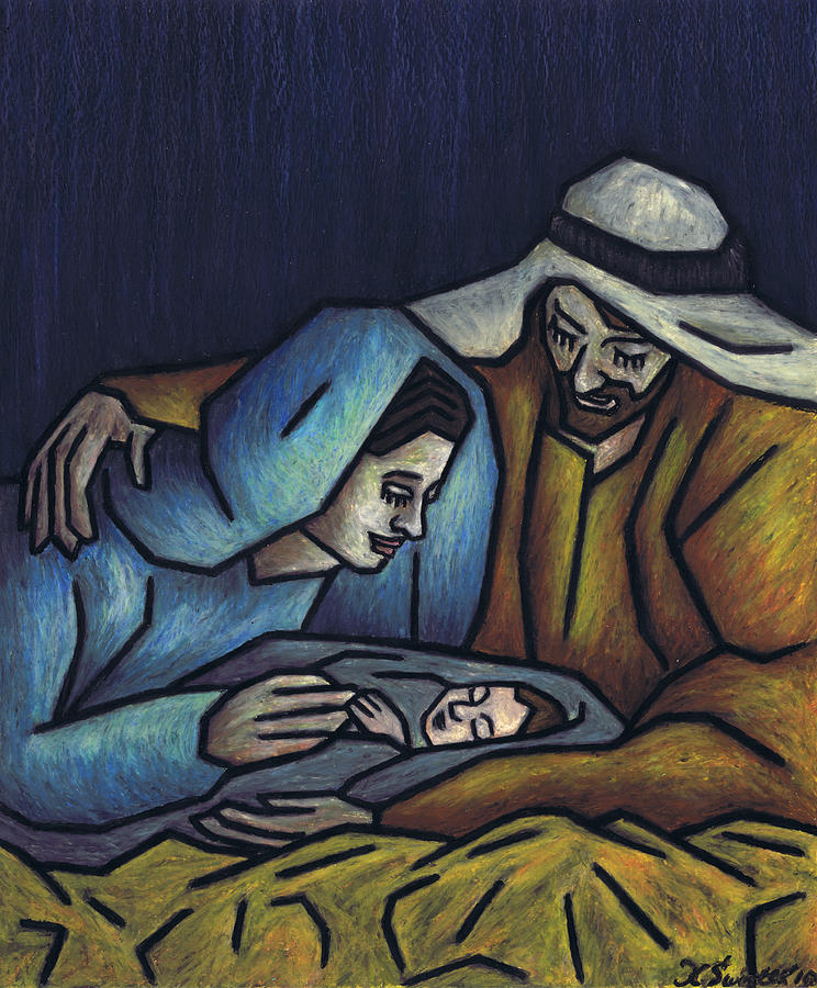 Christmas Painting - A King is Born by Kamil Swiatek