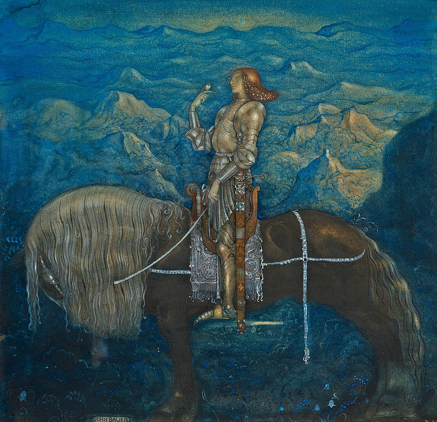 A Knight Rode On, 1915 Painting by John Bauer