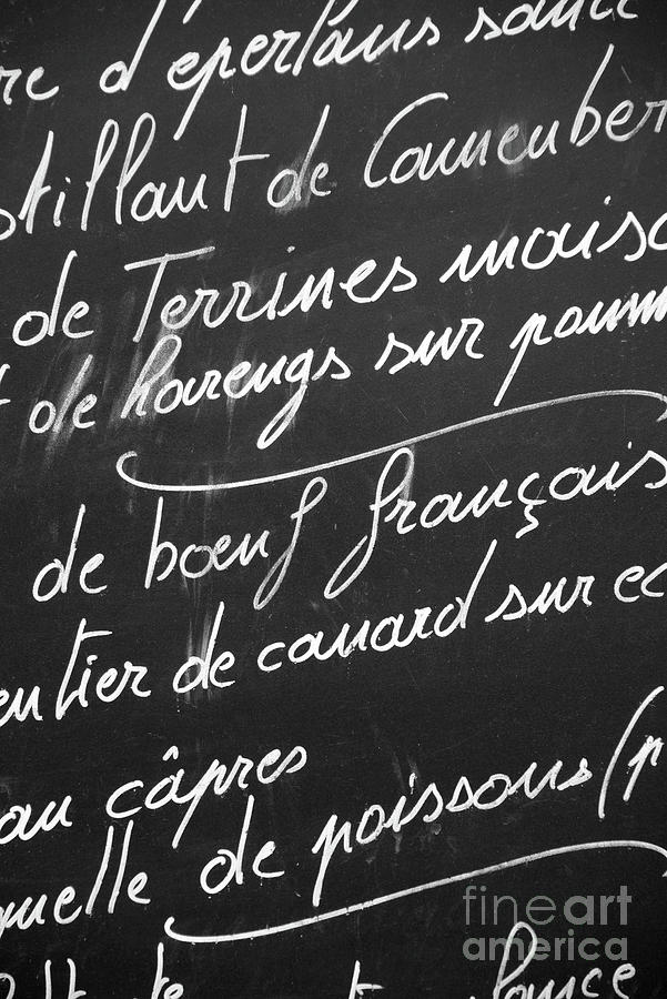 Paris Photograph - A la carte, French restaurant menu by Delphimages Paris Photography