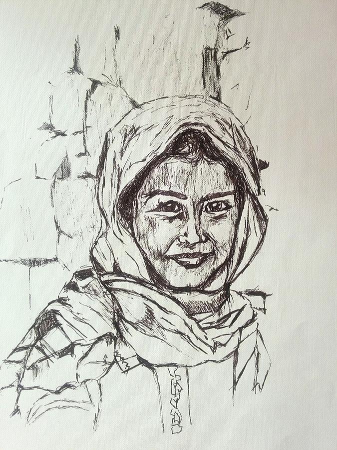 A Ladakhi Girl Drawing by Divya Bhagwat - Fine Art America