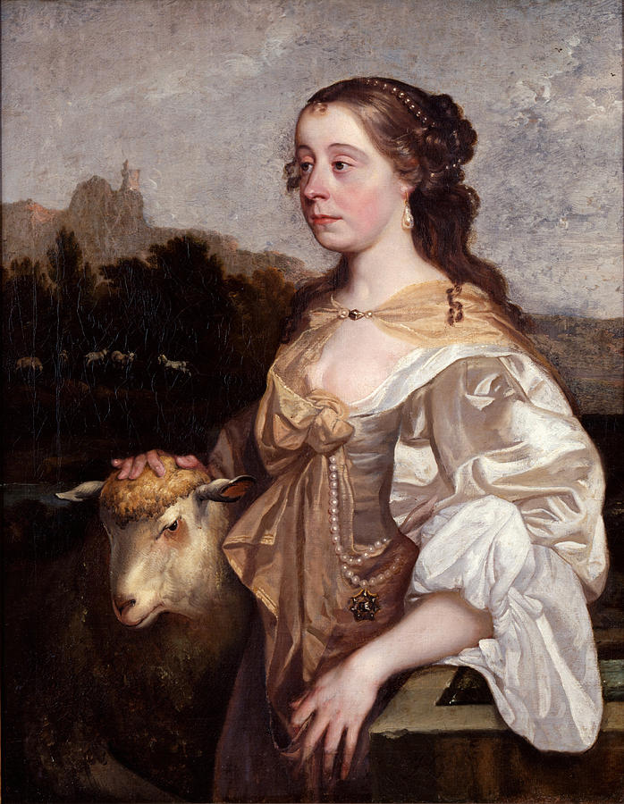 A Lady as a Shepherdess Painting by John Greenhill