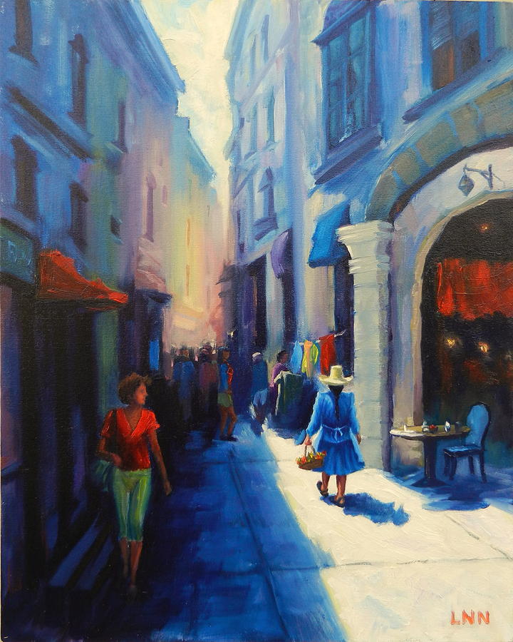 A lady from Cajamarca in the City, Peru Impression Painting by Ningning Li