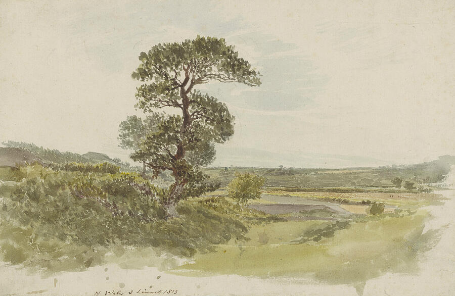 A Landscape in Snowdonia with a Tree in the Foreground, from 1813 Painting by John Linnell