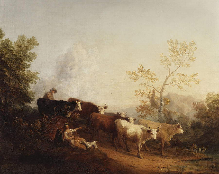 A Landscape with Cattle returning Home Painting by Thomas Gainsborough