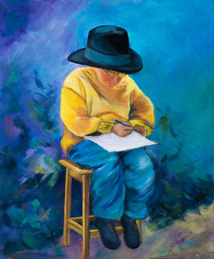 Hat Painting - A Letter for Mom by Elise Palmigiani