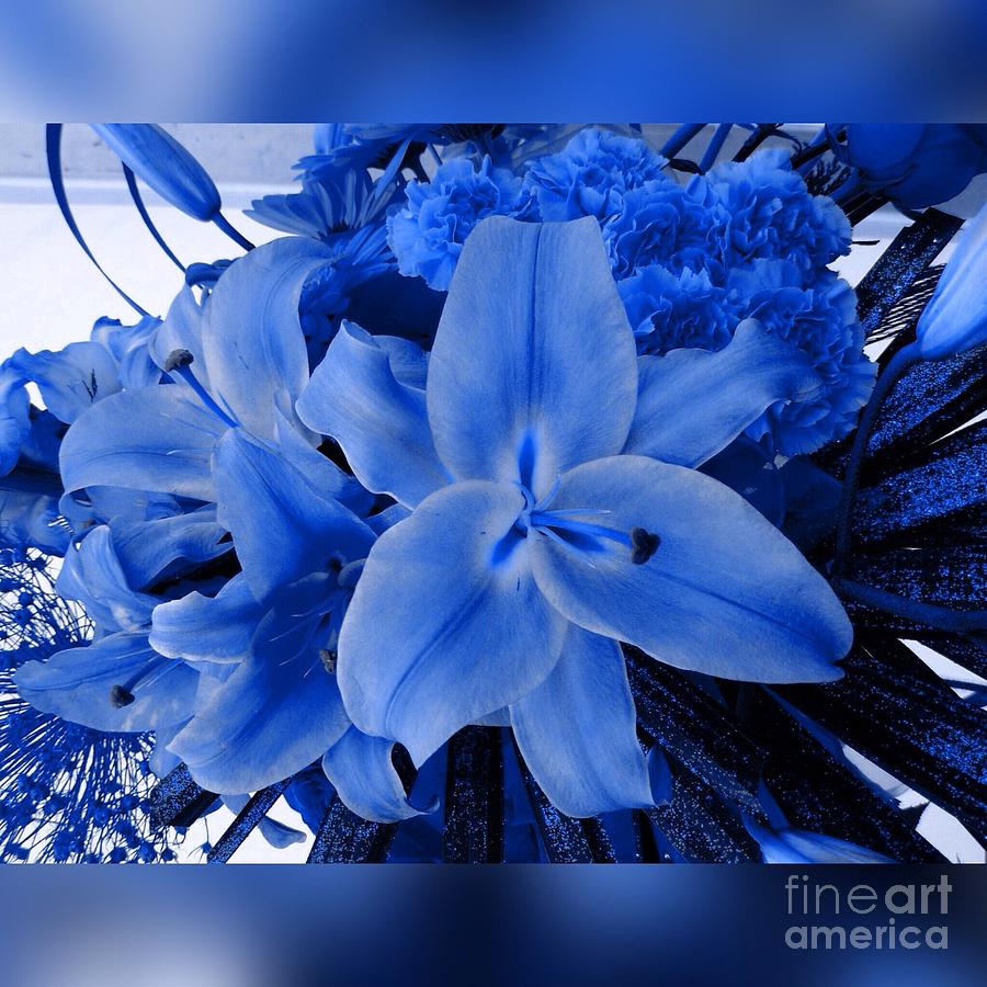 A Lily Bouquet in Blue Photograph by Joan-Violet Stretch