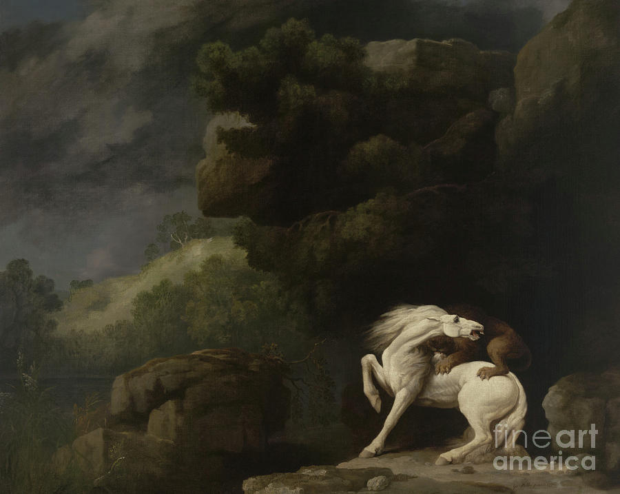 George Stubbs Painting - A Lion Attacking a Horse, 1770 by George Stubbs