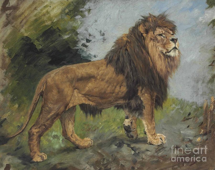 A Lion Walking, Painting by MotionAge Designs