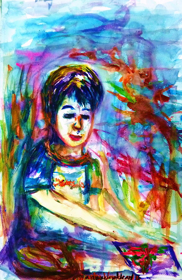 A little artist with his imagination Painting by Wanvisa Klawklean
