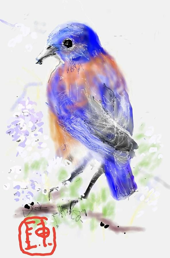 A Little Bird In Blue Digital Art by Debbi Saccomanno Chan