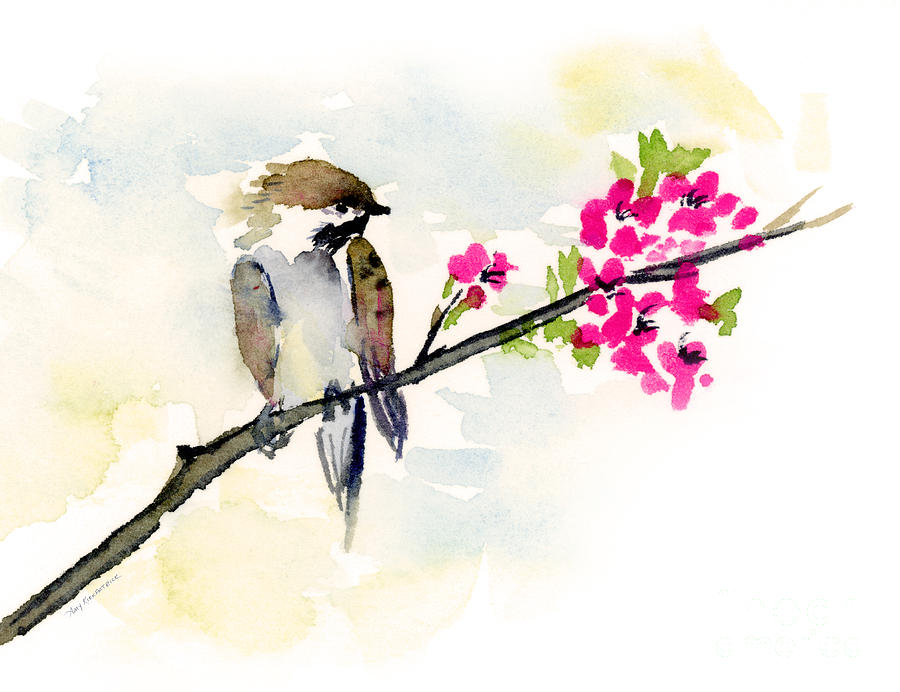 Sparrow Painting - A Little Bother by Amy Kirkpatrick