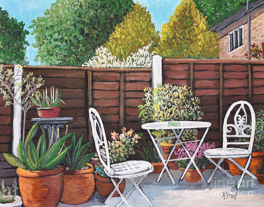 A Little British Garden Painting by Reb Frost