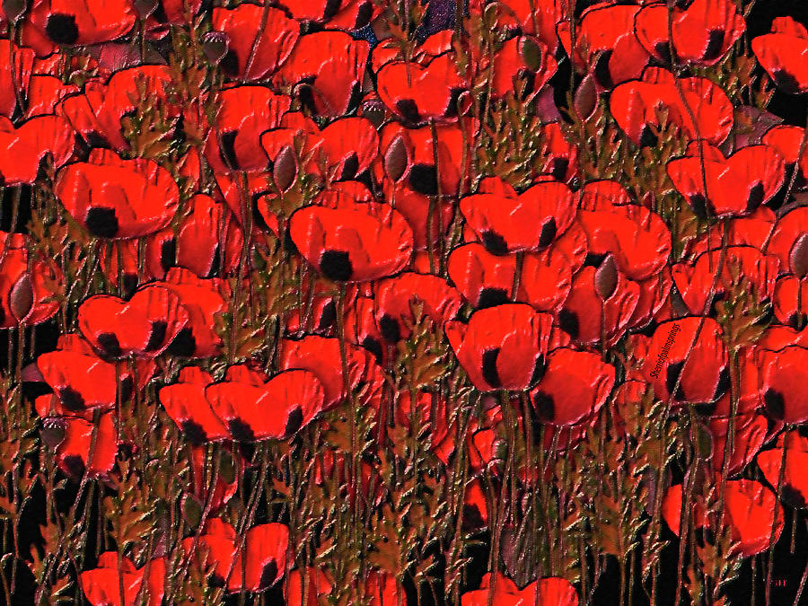 Poppy Digital Art - A little family gathering of Poppies by Sherris - Of Palm Springs