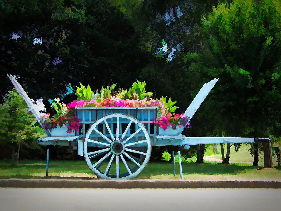 A Little Flower Wagon - Normandy, France Digital Art by Joseph Hendrix
