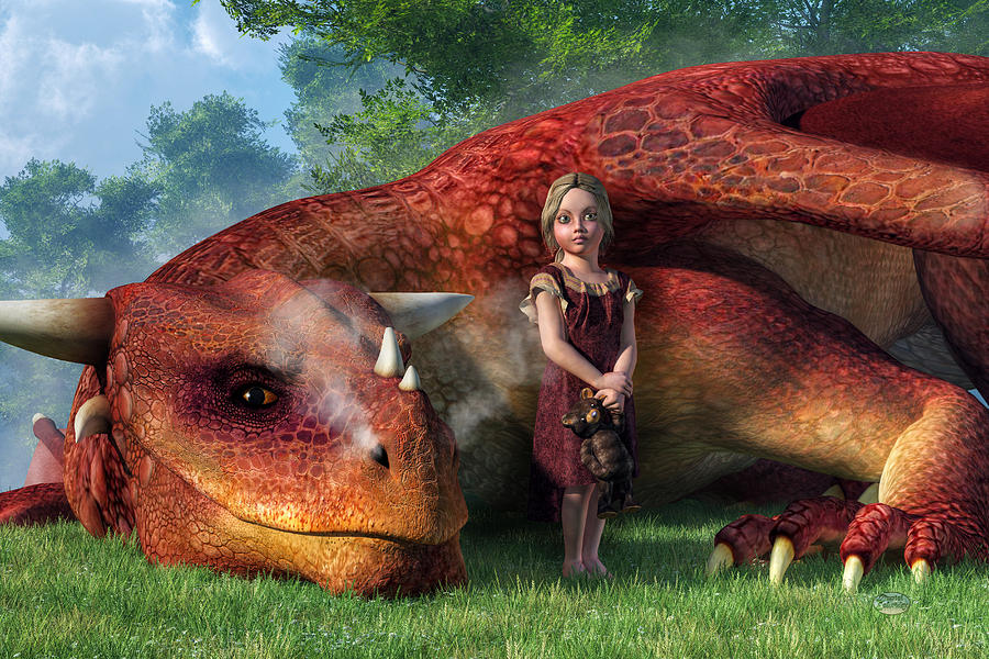 A Little Girl and Her Dragon Digital Art by Daniel Eskridge