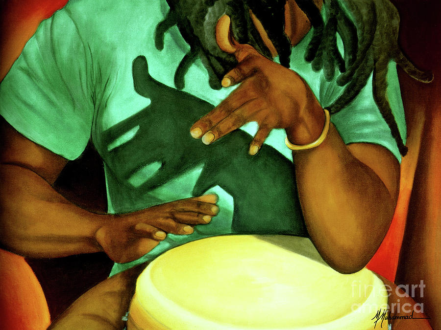 Drum Painting - A Little Island Beat by Marcella Muhammad Drum Painting - A Little Island Beat by Marcella Muhammad