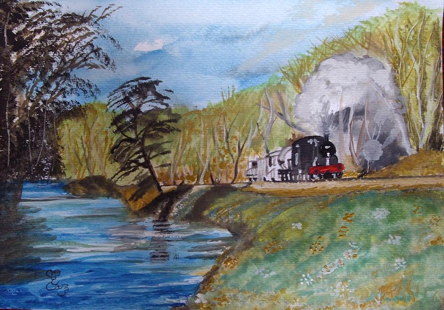 A little more countryside a little less locomotive Painting by Carole Robins