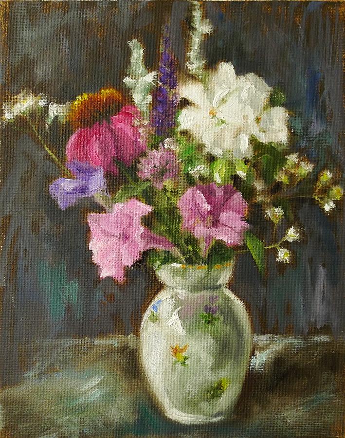 Flower Painting - A little posy of flowers by Veronica Coulston