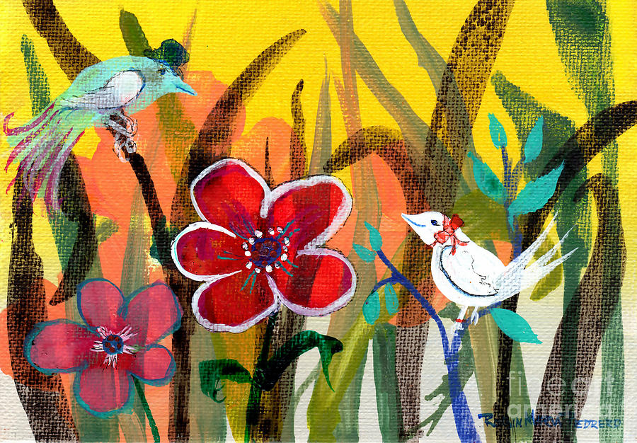 Bird Painting - A Little Something Goin On by Robin Pedrero