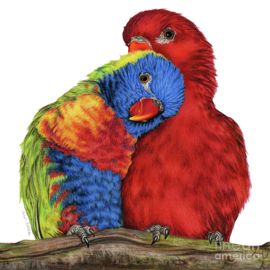 Lovebirds Painting - A Little To The Left by Sarah Batalka