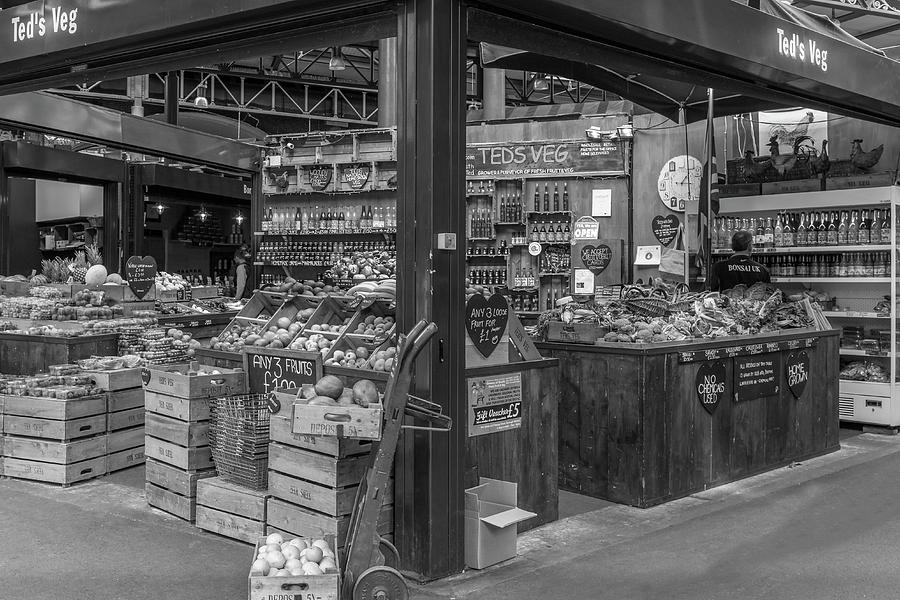 A London Market in Mono Photograph by Georgia Clare