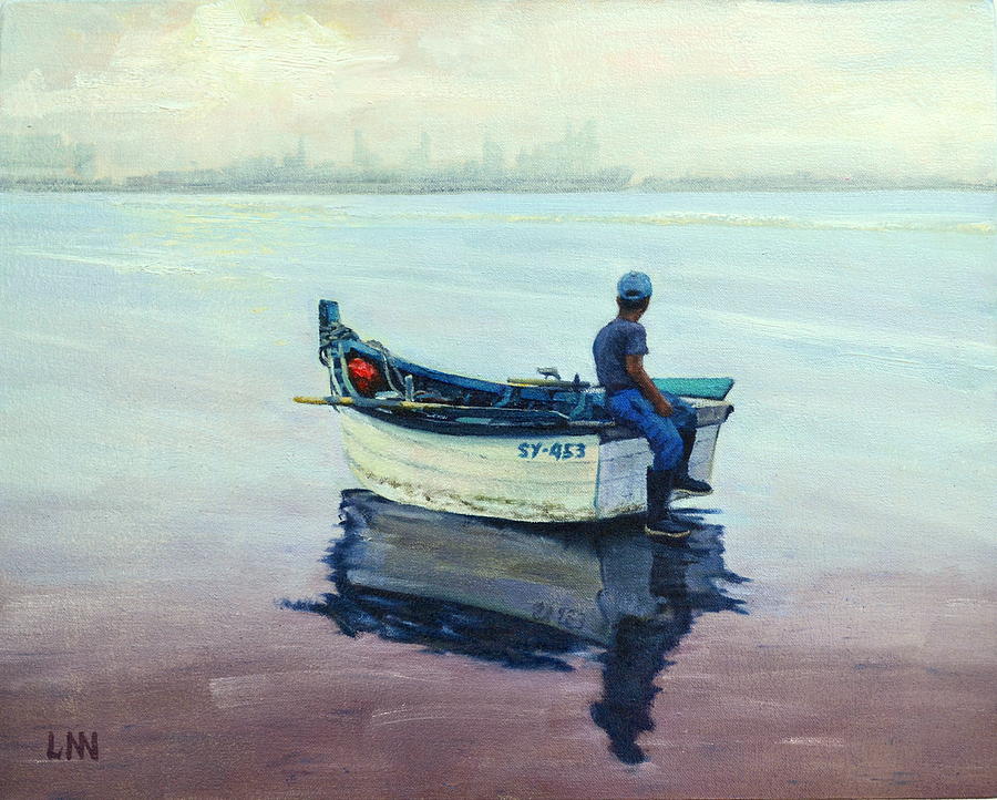 A Lonely Boy Painting by Ningning Li