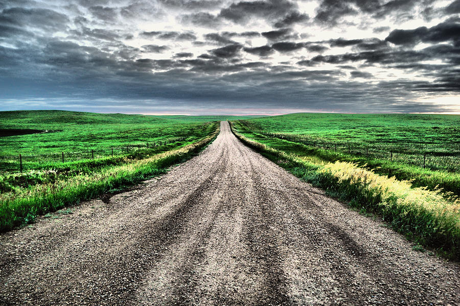 A long Dakota Road Photograph by Jeff Swan