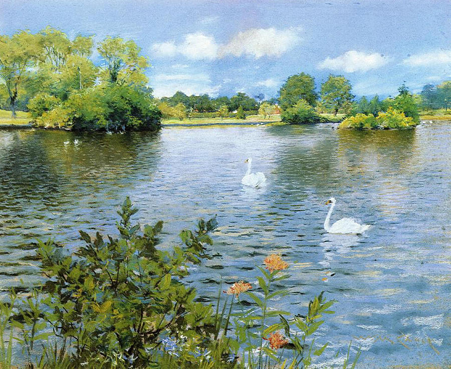 A Long Island Lake Painting by William Merritt