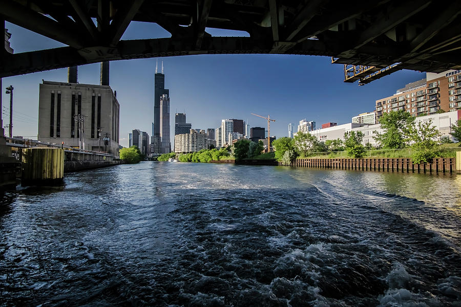 A look at The Chicago Skyline from under the roosevelt road bridge  Photograph by Sven Brogren